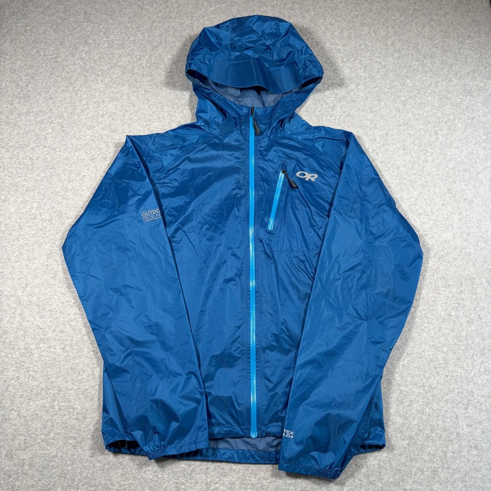 Outdoor Research Helium II Jacket Men Small Blue Pertex Shield Rain Shell 242969